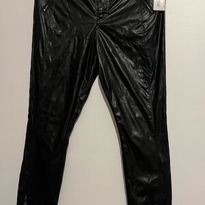 Guess Black Faux Leather Pants with Zipper
